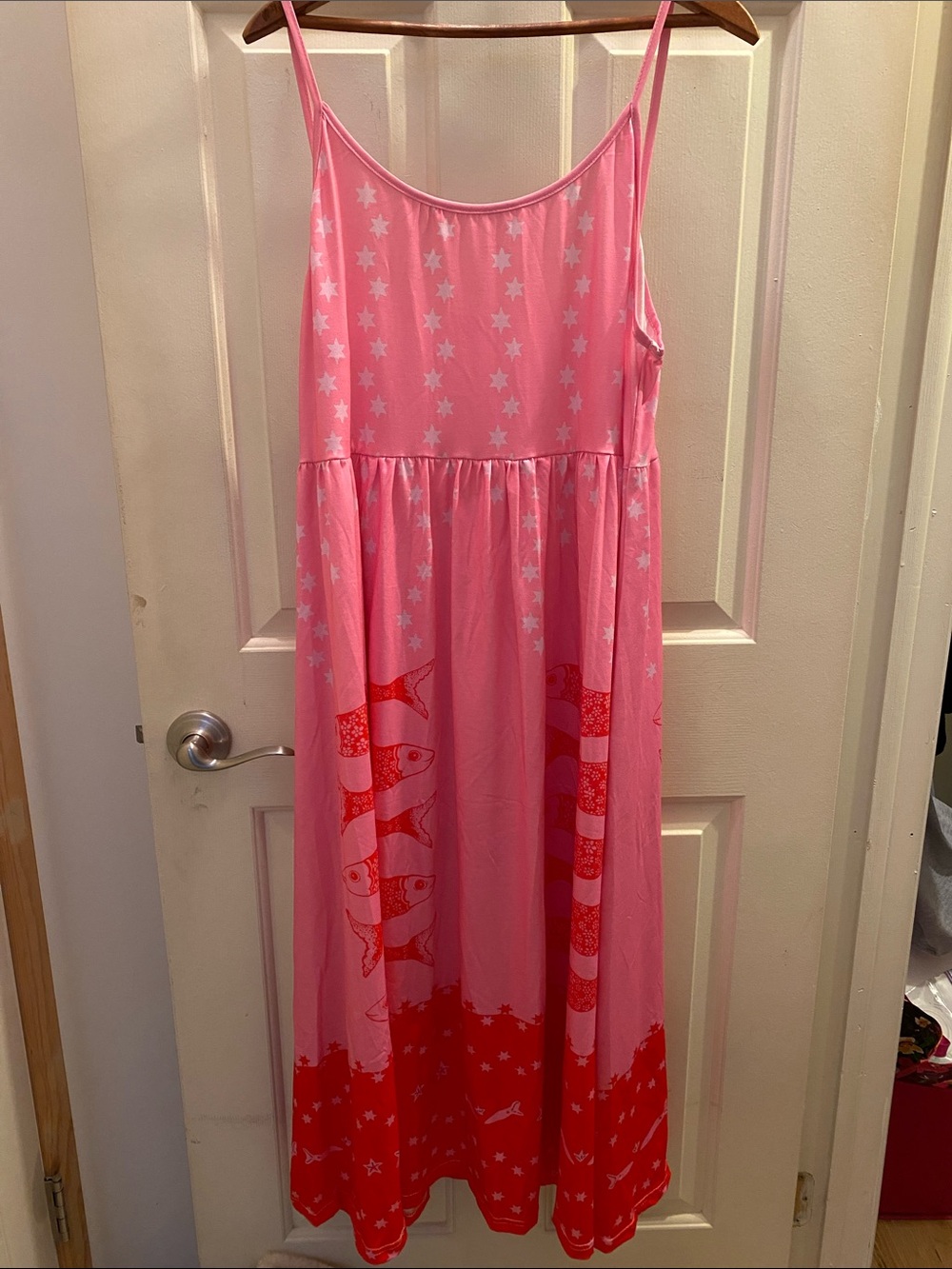 Pink Star & Fish Print women’s dress